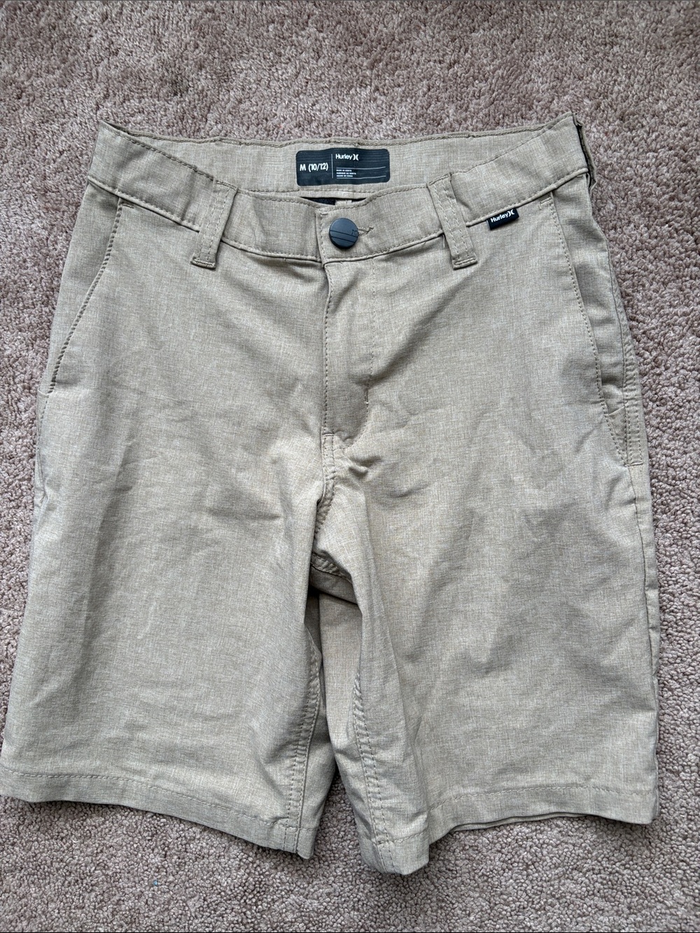 Hurley Boys Tan Flat-Front Canvas Shorts